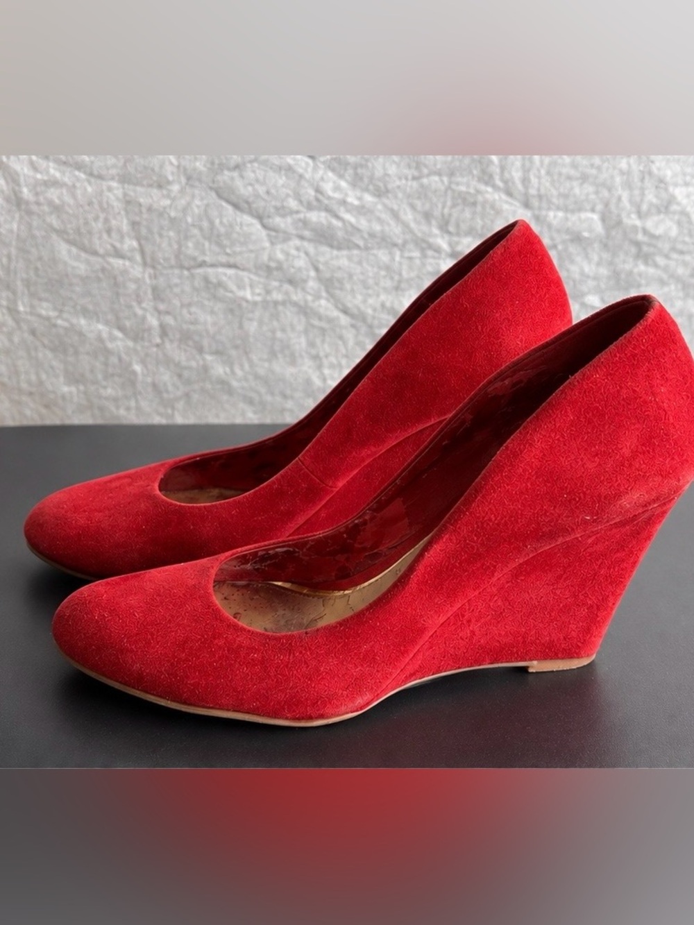 Jessica Simpson Red Suede Wedge Pumps